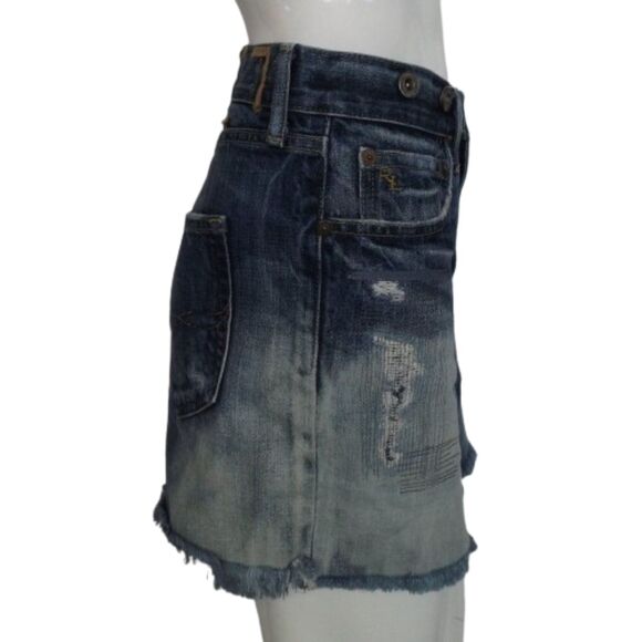 RALPH LAUREN POLO Skirt, 30, Denim Mini, Pockets, Distressed, Cutoff, Zipper fly - Picture 7 of 11